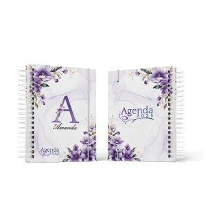 Agenda Floral 2025 Capa dura | Miolo: Offset 75g 15x21cm 4x4 Laminação Prolam Wire-O 24 Modelos de capa pré prontos para colocar seu nome